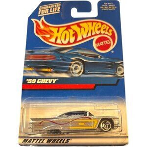 Die Cast Hot Wheels 59 Chevy Car Collectible Sealed 1:64 Scale Silver Yellow Red